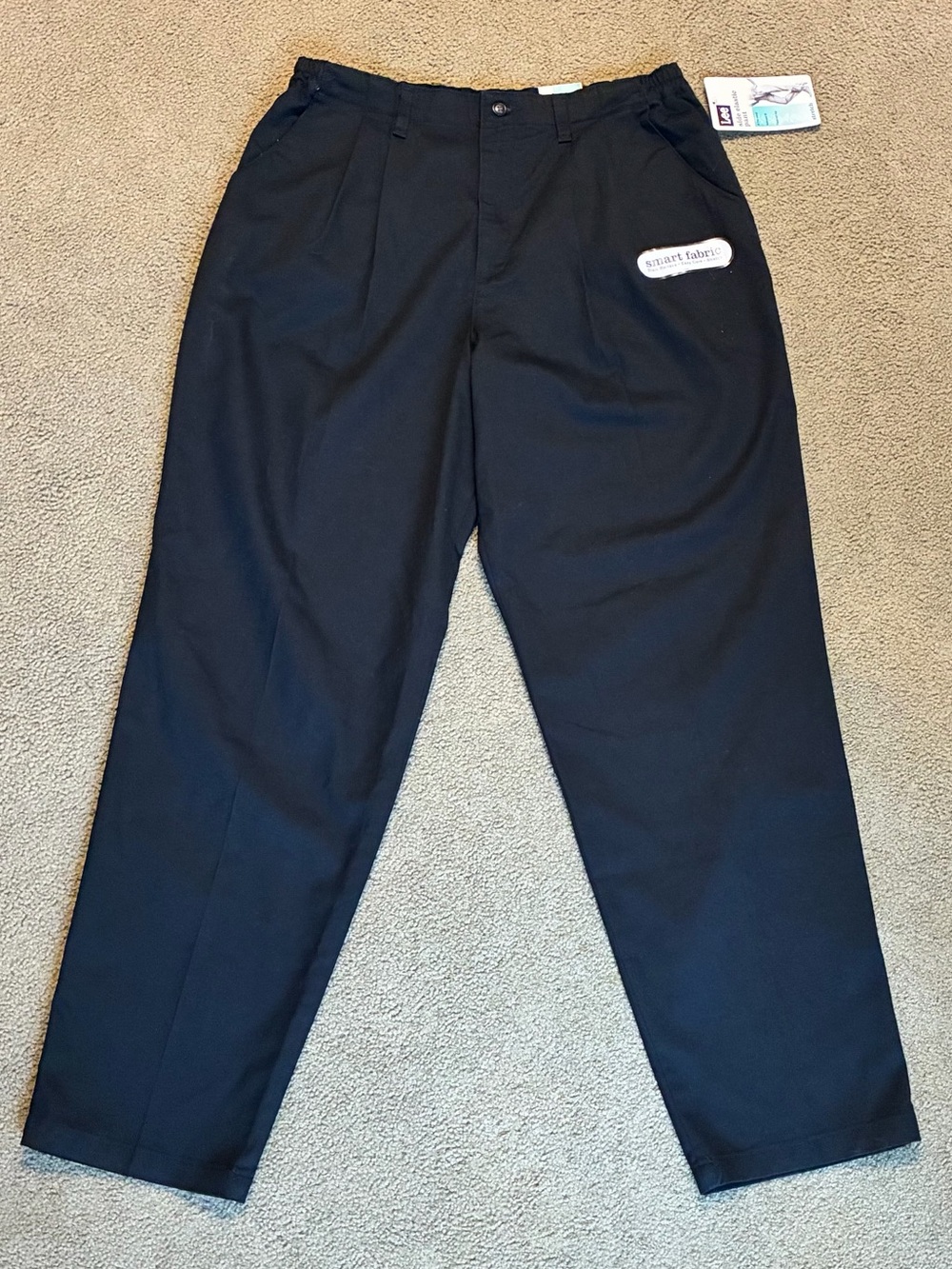 Lee Casuals Wrinkle Free W/Side Elastic Work Pants NWT Size 16 Chino Black